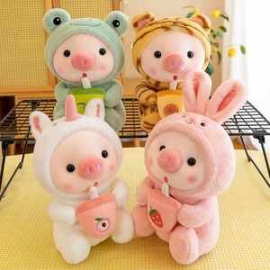 Boba Plush Piggy Stuffed Animal Set of 4.